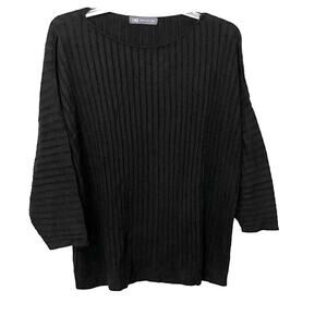 M&S COLLECTION 3/4 DOLMAN SLEEVE PULL-OVER SWEATER, WOMENS, XL, BLACK, CREWNECK